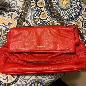 Karen Millen red leather shoulder bag